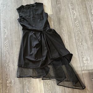 Sleeveless Black Asymmetrical Tulle Hem Dress
